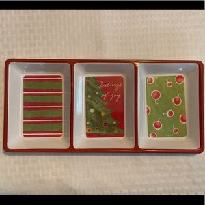 🦩Flavia lucite three compartment holiday serving dish, 6 x 12 inches